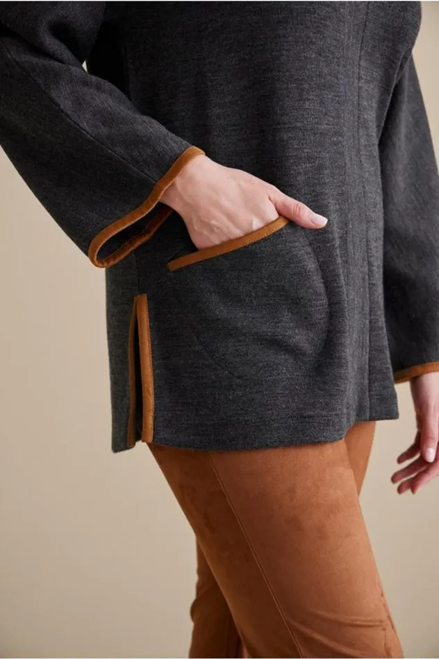 Women Hanna Convertible Tunic Charcoal Heather Soft Surroundings Tops Women Hanna Convertible Tunic Charcoal Heather Soft Surroundings Tops