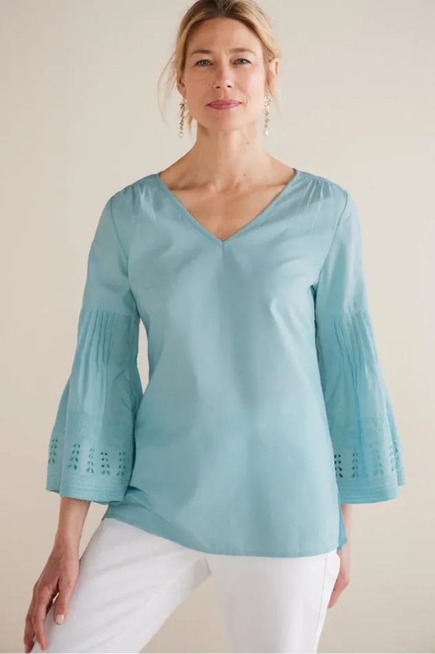 Women Heloise Eyelet Sleeve Tunic Azalea Pink Soft Surroundings Tops