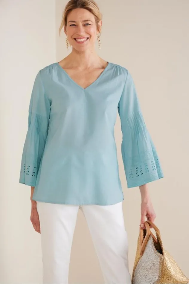 Women Heloise Eyelet Sleeve Tunic Azalea Pink Soft Surroundings Tops Women Heloise Eyelet Sleeve Tunic Azalea Pink Soft Surroundings Tops
