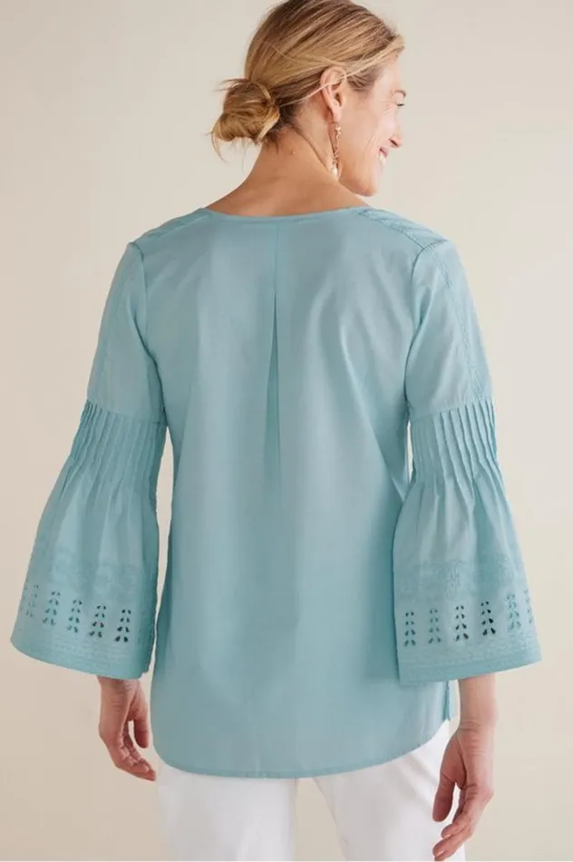 Women Heloise Eyelet Sleeve Tunic Azalea Pink Soft Surroundings Tops Women Heloise Eyelet Sleeve Tunic Azalea Pink Soft Surroundings Tops