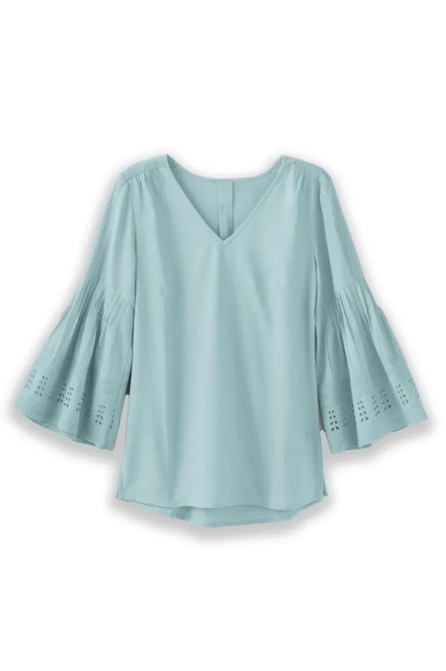 Women Heloise Eyelet Sleeve Tunic Azalea Pink Soft Surroundings Tops Women Heloise Eyelet Sleeve Tunic Azalea Pink Soft Surroundings Tops