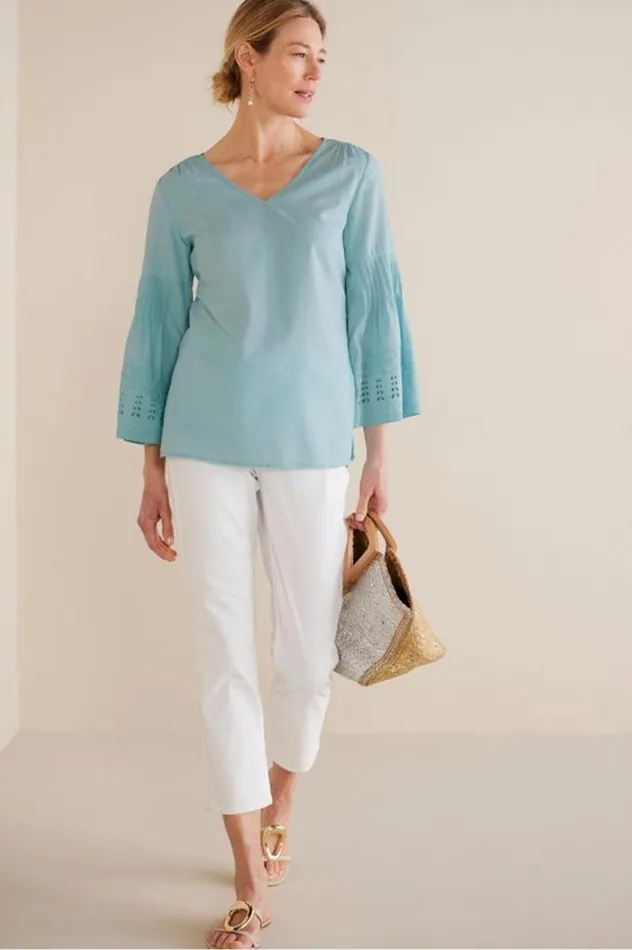 Women Heloise Eyelet Sleeve Tunic Azalea Pink Soft Surroundings Tops Women Heloise Eyelet Sleeve Tunic Azalea Pink Soft Surroundings Tops