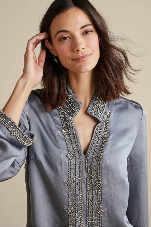 Women Icon Colette Tunic Moroccan Embellishment Soft Surroundings Tops Women Icon Colette Tunic Moroccan Embellishment Soft Surroundings Tops