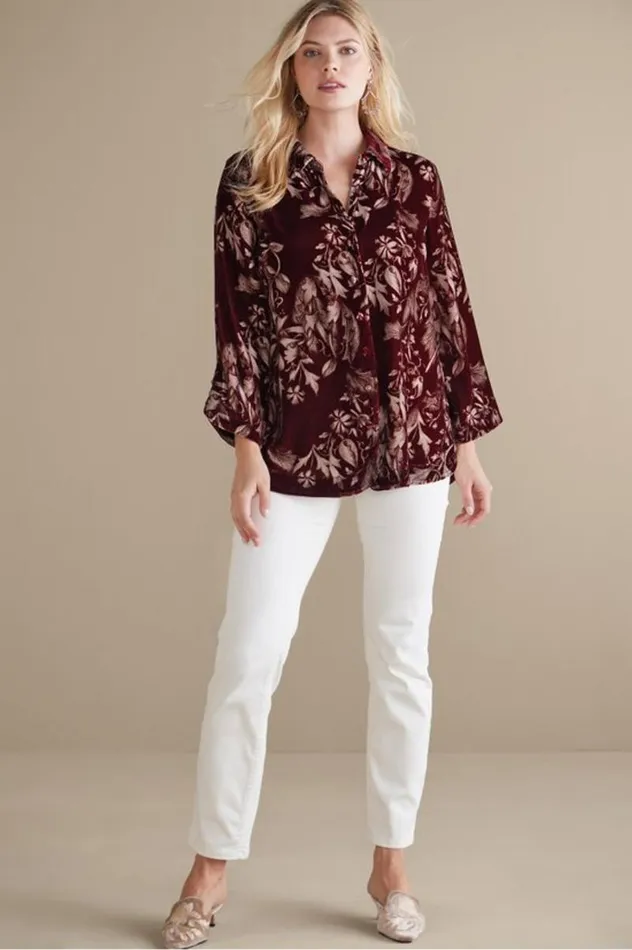 Women Icon Silk Velvet Poets Tunic Shirt Chalet Lace Wine Soft Surroundings Tops Women Icon Silk Velvet Poets Tunic Shirt Chalet Lace Wine Soft Surroundings Tops