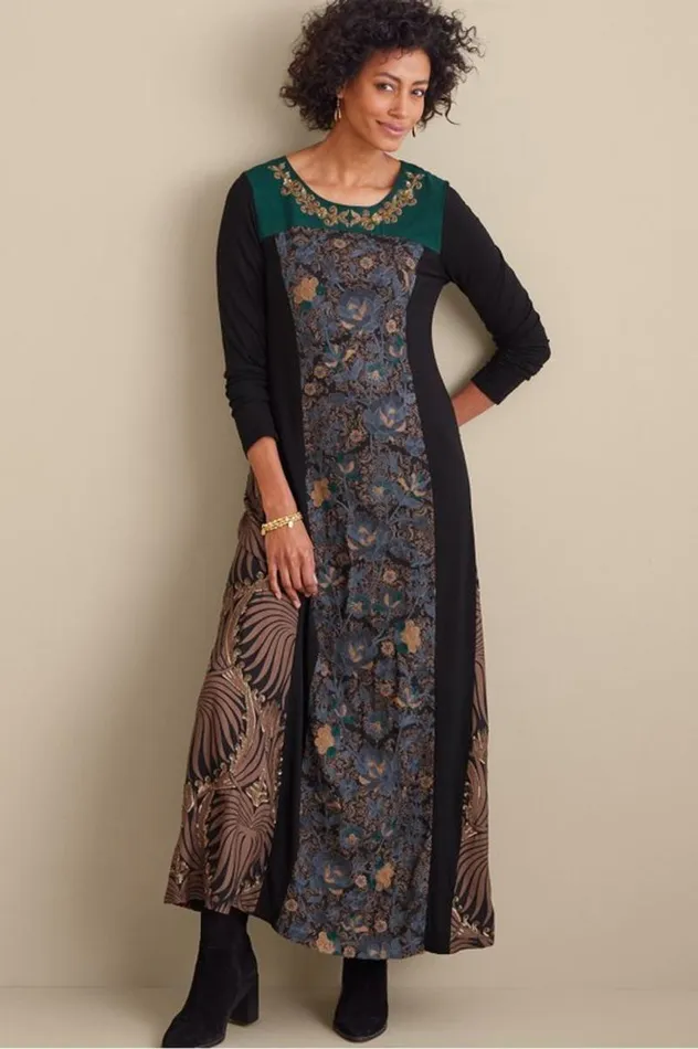 Women Icon Sultana Dress Stormy Black Multi Soft Surroundings Dresses