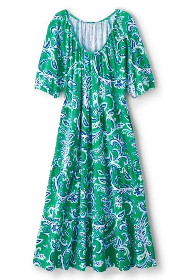Women Ilana Midi Dress Green Leaf Ikat Soft Surroundings Dresses Women Ilana Midi Dress Green Leaf Ikat Soft Surroundings Dresses