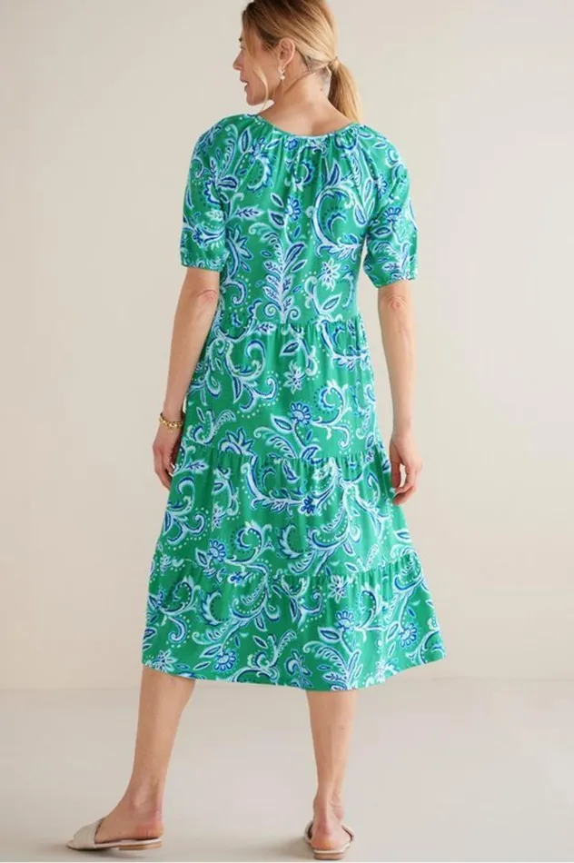 Women Ilana Midi Dress Green Leaf Ikat Soft Surroundings Dresses Women Ilana Midi Dress Green Leaf Ikat Soft Surroundings Dresses