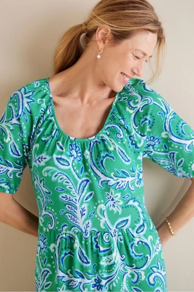 Women Ilana Midi Dress Green Leaf Ikat Soft Surroundings Dresses Women Ilana Midi Dress Green Leaf Ikat Soft Surroundings Dresses