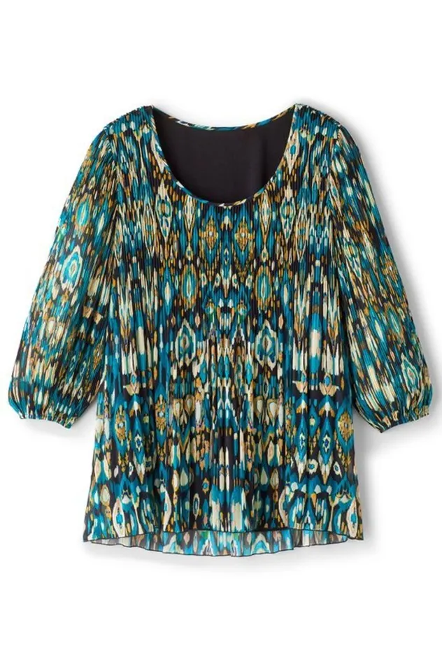 Women Imrie 34 Sleeve Tunic Menara Ikat Blue Soft Surroundings Tops Women Imrie 34 Sleeve Tunic Menara Ikat Blue Soft Surroundings Tops