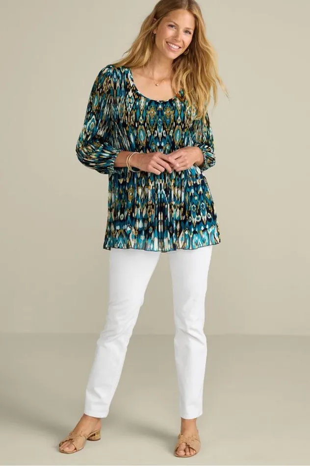 Women Imrie 34 Sleeve Tunic Menara Ikat Blue Soft Surroundings Tops Women Imrie 34 Sleeve Tunic Menara Ikat Blue Soft Surroundings Tops