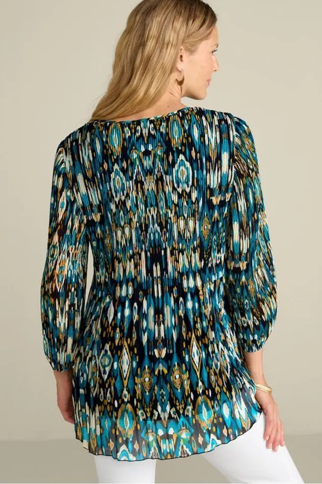 Women Imrie 34 Sleeve Tunic Menara Ikat Blue Soft Surroundings Tops Women Imrie 34 Sleeve Tunic Menara Ikat Blue Soft Surroundings Tops