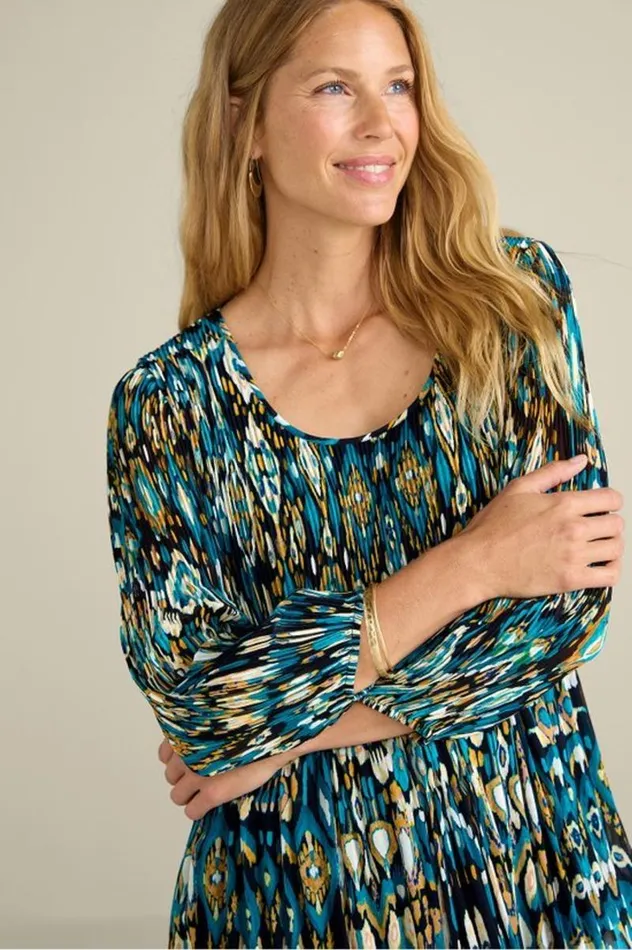 Women Imrie 34 Sleeve Tunic Menara Ikat Blue Soft Surroundings Tops Women Imrie 34 Sleeve Tunic Menara Ikat Blue Soft Surroundings Tops