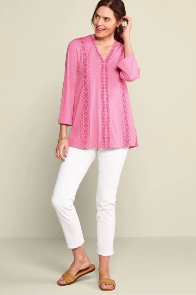 Women Ingrid Embroidered Tunic Azalea Pink Soft Surroundings Tops Women Ingrid Embroidered Tunic Azalea Pink Soft Surroundings Tops