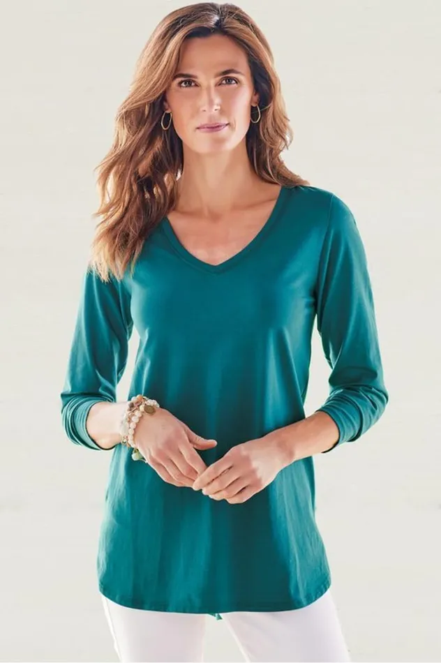 Women Isabel Pima Long Sleeve Tee Black Soft Surroundings Tops Women Isabel Pima Long Sleeve Tee Black Soft Surroundings Tops