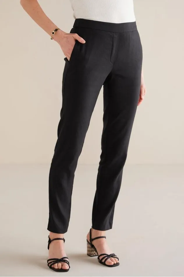 Women Isla Stretch Linen Slim Leg Pants Black Soft Surroundings Pants Women Isla Stretch Linen Slim Leg Pants Black Soft Surroundings Pants