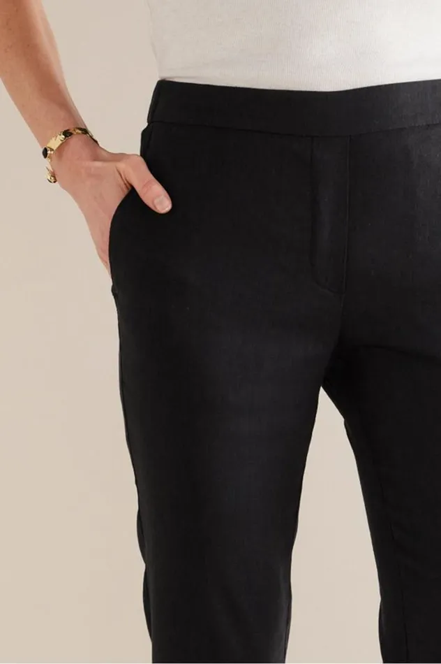 Women Isla Stretch Linen Slim Leg Pants Black Soft Surroundings Pants Women Isla Stretch Linen Slim Leg Pants Black Soft Surroundings Pants