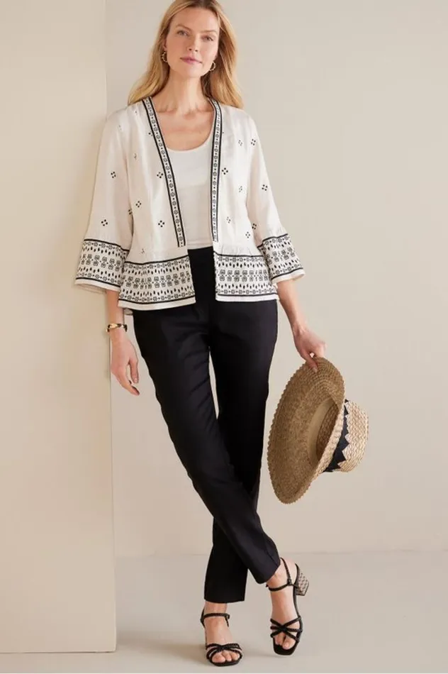 Women Isla Stretch Linen Slim Leg Pants Black Soft Surroundings Pants Women Isla Stretch Linen Slim Leg Pants Black Soft Surroundings Pants