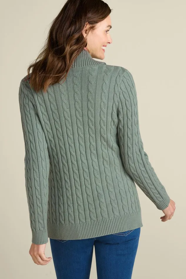 Women Ivey Cable Knit Cardigan Agave Green Soft Surroundings Tops Women Ivey Cable Knit Cardigan Agave Green Soft Surroundings Tops