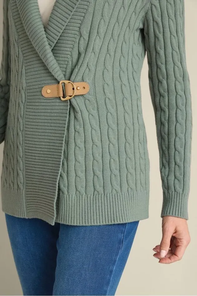 Women Ivey Cable Knit Cardigan Agave Green Soft Surroundings Tops Women Ivey Cable Knit Cardigan Agave Green Soft Surroundings Tops