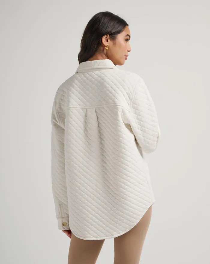 Women Jackets TravisMathew CRESSIDA QUILTED SHACKET Eggnog