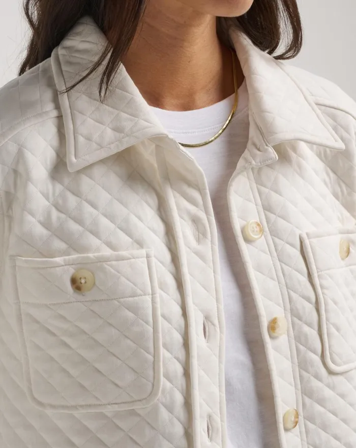 Women Jackets TravisMathew CRESSIDA QUILTED SHACKET Eggnog