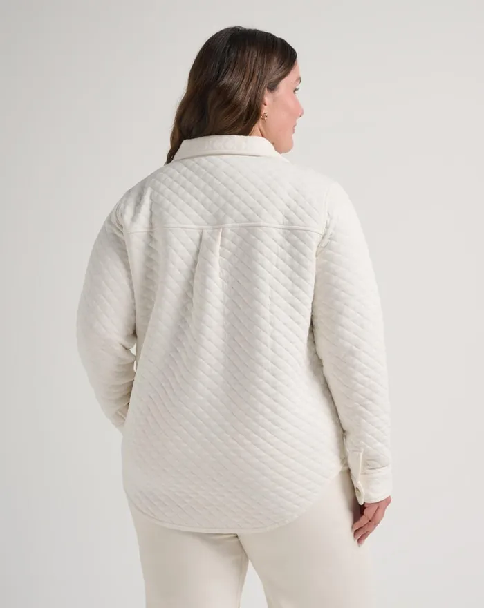 Women Jackets TravisMathew CRESSIDA QUILTED SHACKET Eggnog