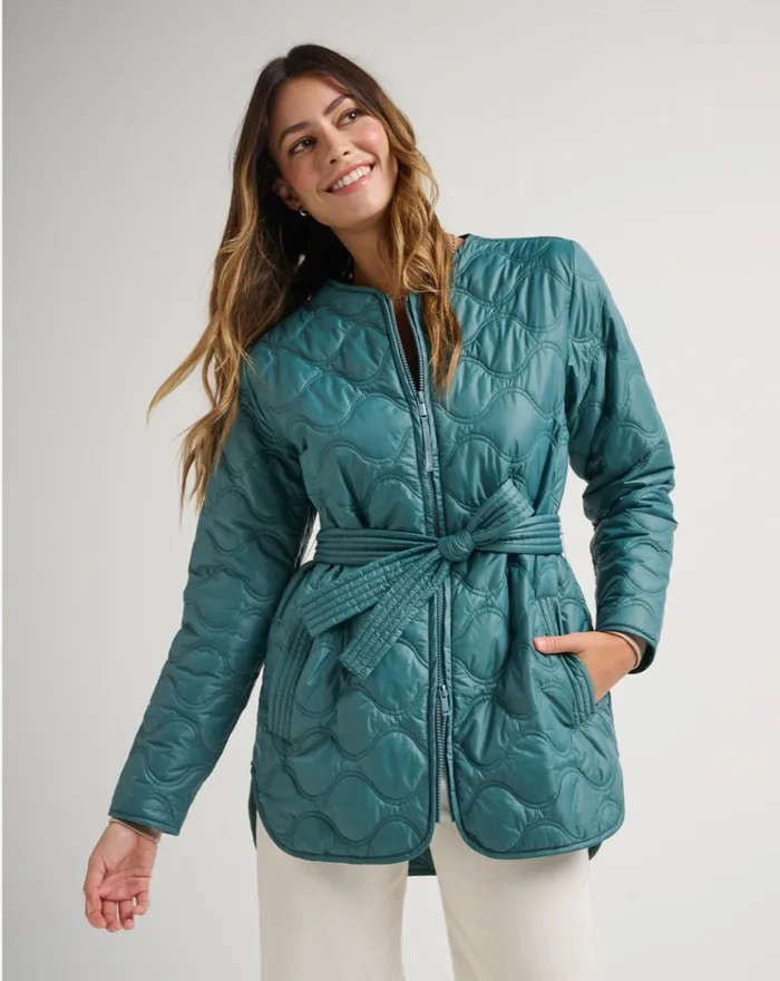 Women Jackets TravisMathew SALTWATER SPRAY QUILTED JACKET North Atlantic
