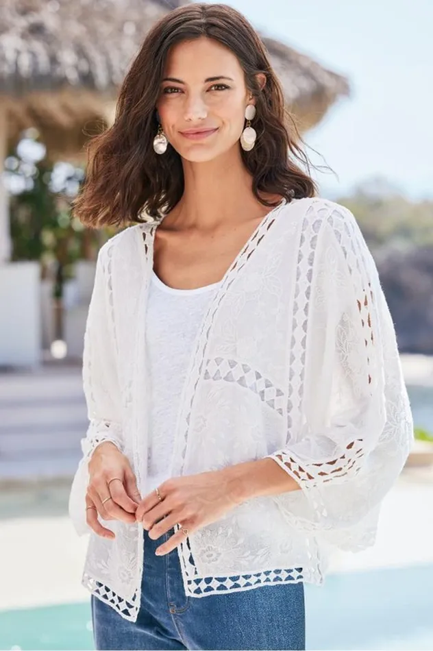 Women Jasmine Lace Wrap Alabaster Soft Surroundings Toppers