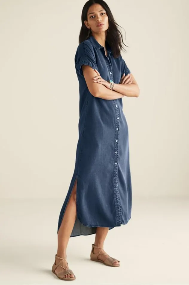Women Je Veux Midi Shirtdress Denim Blue Soft Surroundings Dresses
