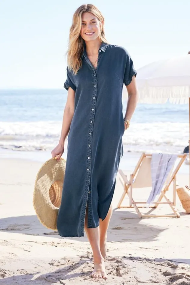 Women Je Veux Midi Shirtdress Denim Blue Soft Surroundings Dresses Women Je Veux Midi Shirtdress Denim Blue Soft Surroundings Dresses