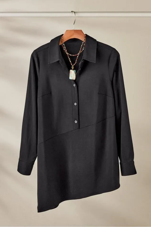 Women Jeanne Asymmetrical Tunic Black Soft Surroundings Tops Women Jeanne Asymmetrical Tunic Black Soft Surroundings Tops