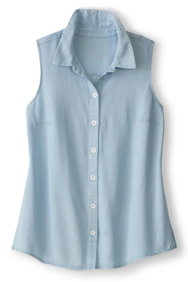Women Jennifer Tencel Tank Light Chambray Soft Surroundings Tops Women Jennifer Tencel Tank Light Chambray Soft Surroundings Tops
