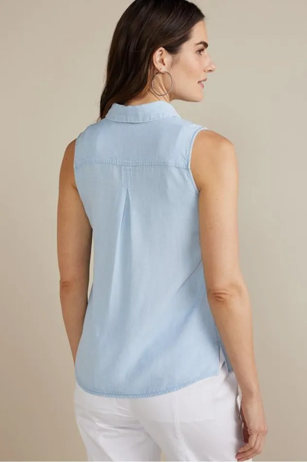 Women Jennifer Tencel Tank Light Chambray Soft Surroundings Tops Women Jennifer Tencel Tank Light Chambray Soft Surroundings Tops