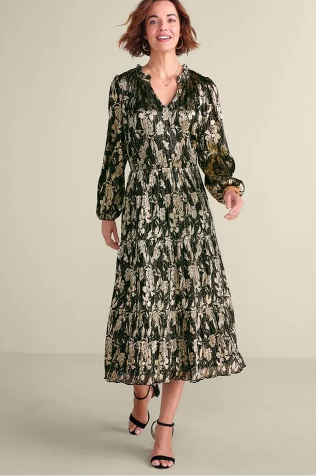 Women Jobelle Shimmer Midi Dress Foil Garden Soft Surroundings Dresses