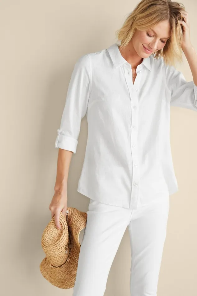 Women Jordan Linen Blend Shirt White Soft Surroundings Tops Women Jordan Linen Blend Shirt White Soft Surroundings Tops