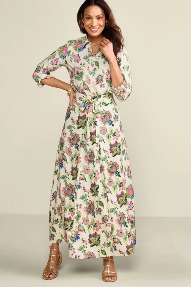 Women Jordan Linen Blend Skirt Ipanema Flowers Soft Surroundings Skirts
