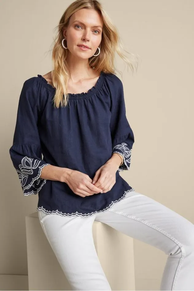 Women Josey Top Navy Soft Surroundings Tops
