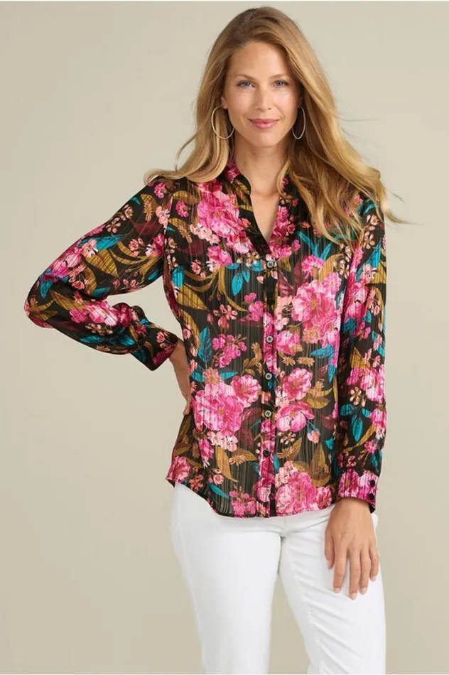 Women Josie Shimmer Shirt Solstice Floral Soft Surroundings Tops