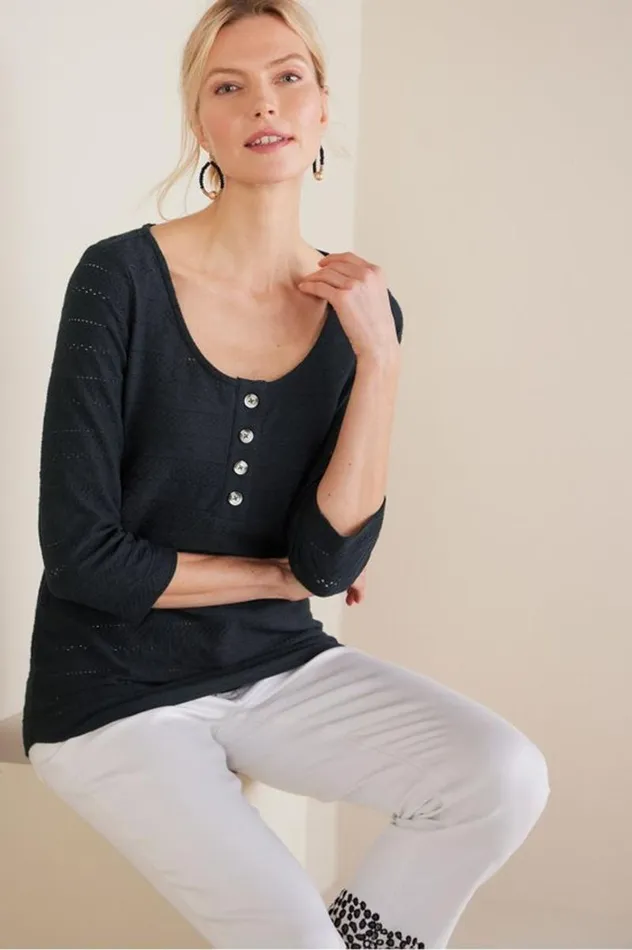 Women Jude Textured Top Black Soft Surroundings Tops Women Jude Textured Top Black Soft Surroundings Tops