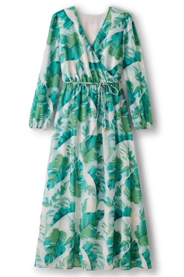 Women Kaia Maxi Dress Green Tropical Palm Soft Surroundings Dresses Women Kaia Maxi Dress Green Tropical Palm Soft Surroundings Dresses