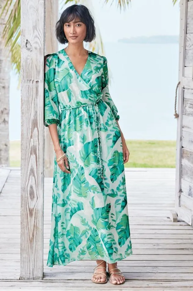 Women Kaia Maxi Dress Green Tropical Palm Soft Surroundings Dresses Women Kaia Maxi Dress Green Tropical Palm Soft Surroundings Dresses