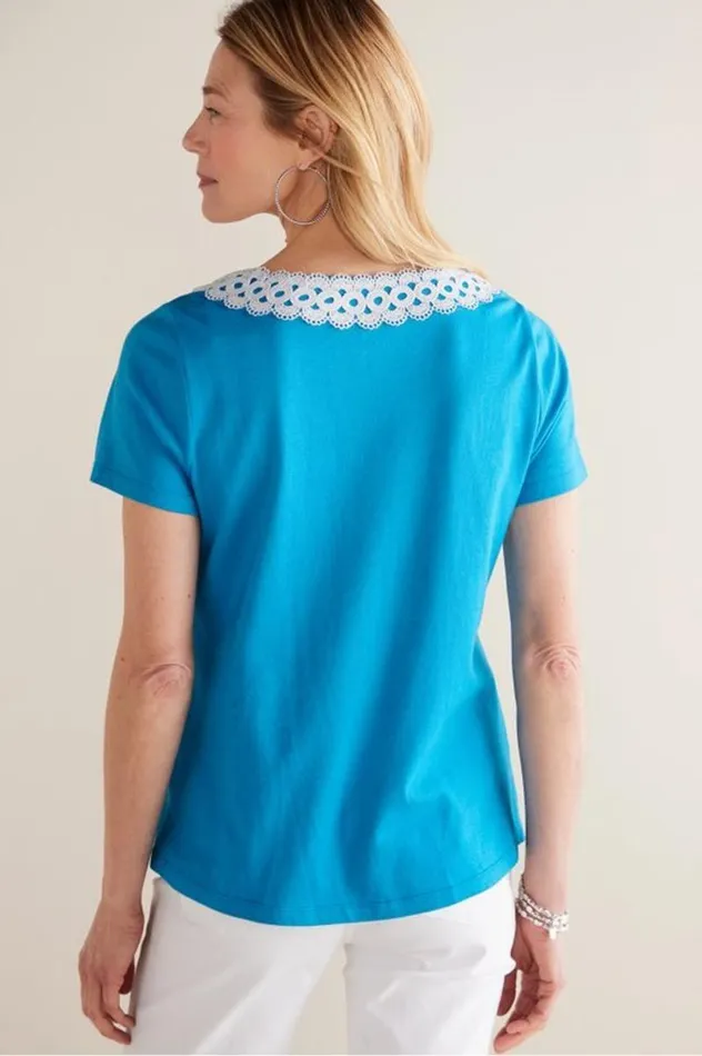 Women Kaitlyn Embellished Knit Tee Swedish Blue Soft Surroundings Tops Women Kaitlyn Embellished Knit Tee Swedish Blue Soft Surroundings Tops