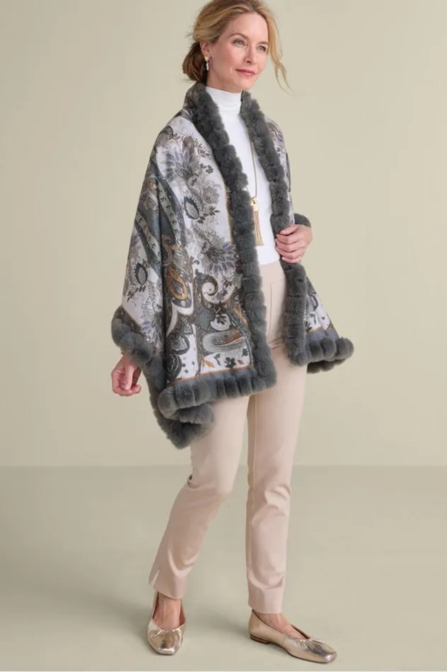 Women Katya Faux Fur Trim Wrap Scarf Gray Soft Surroundings Scarves and Wraps Women Katya Faux Fur Trim Wrap Scarf Gray Soft Surroundings Scarves and Wraps