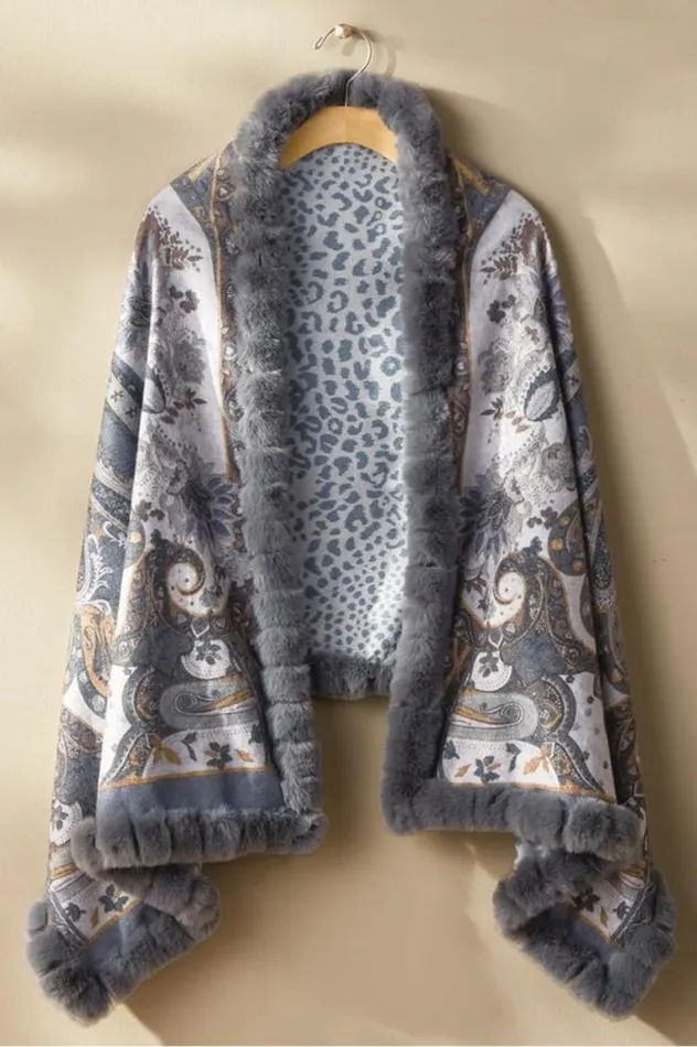 Women Katya Faux Fur Trim Wrap Scarf Gray Soft Surroundings Scarves and Wraps Women Katya Faux Fur Trim Wrap Scarf Gray Soft Surroundings Scarves and Wraps