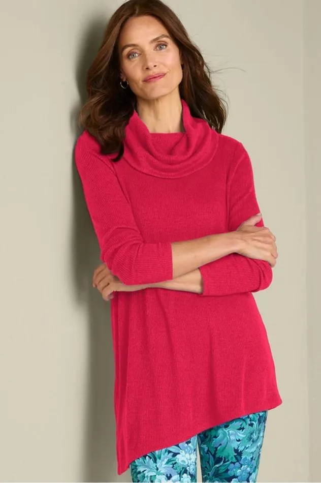 Women Kayla Rib Knit Cowl Neck Tunic Black Soft Surroundings Tops Women Kayla Rib Knit Cowl Neck Tunic Black Soft Surroundings Tops