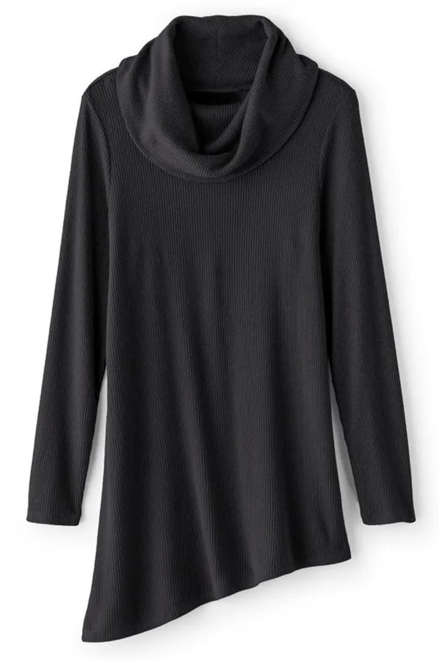 Women Kayla Rib Knit Cowl Neck Tunic Black Soft Surroundings Tops Women Kayla Rib Knit Cowl Neck Tunic Black Soft Surroundings Tops