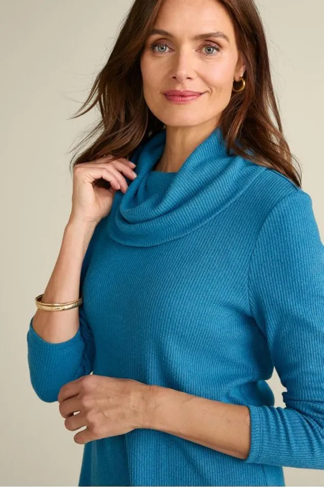 Women Kayla Rib Knit Cowl Neck Tunic Black Soft Surroundings Tops Women Kayla Rib Knit Cowl Neck Tunic Black Soft Surroundings Tops