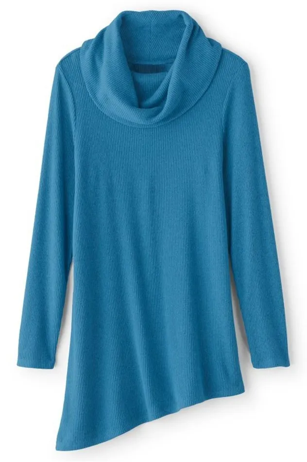 Women Kayla Rib Knit Cowl Neck Tunic Black Soft Surroundings Tops Women Kayla Rib Knit Cowl Neck Tunic Black Soft Surroundings Tops