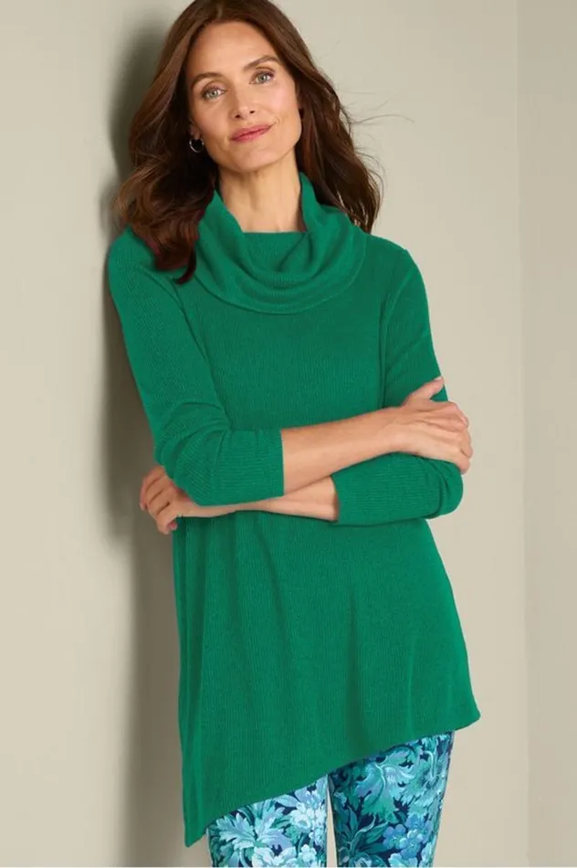 Women Kayla Rib Knit Cowl Neck Tunic Black Soft Surroundings Tops Women Kayla Rib Knit Cowl Neck Tunic Black Soft Surroundings Tops