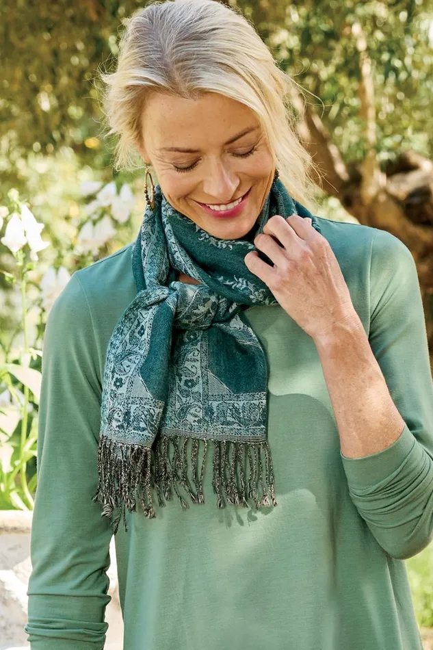 Women Kelly Woven Scarf Teal Green Soft Surroundings Scarves and Wraps Women Kelly Woven Scarf Teal Green Soft Surroundings Scarves and Wraps